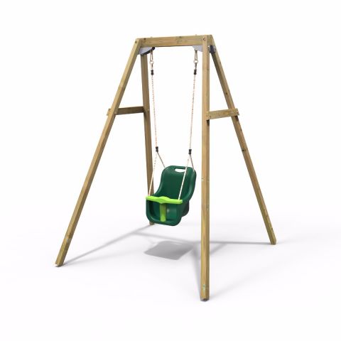 Rebo Active Kids Range Wooden Garden Single Swing Set – Dark Green