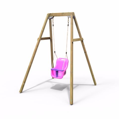 Rebo Active Kids Range Wooden Garden Single Swing Set – Pink