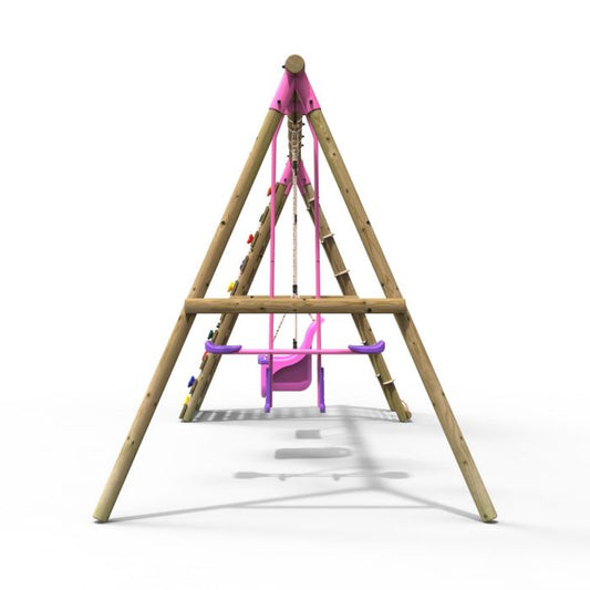 Rebo Wooden Garden Swing Sets - Saturn Pink