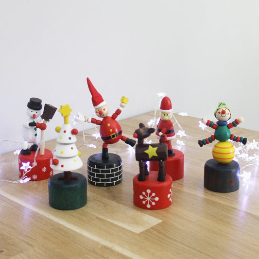 Set of 2 Push Up Wooden Christmas Characters.